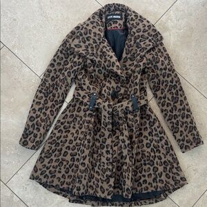Steve Madden Brown/Black Leopard Trench Coat